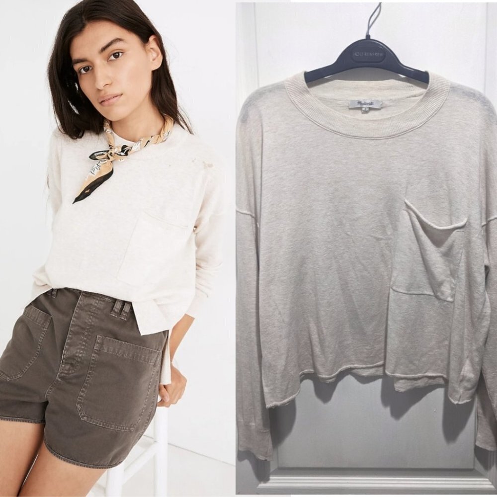 Madewell | Lightweight Pocket Pullover Sweater in Heather Calico